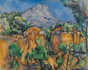 Paul Cézanne, c.1897, La Montagne Sainte-Victoire vue de la carrière Bibémus, oil on canvas, 65.1 × 81.3 cm, Baltimore Museum of Art