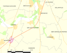 Carte de la commune de Ver-lès-Chartres.