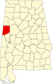 State map highlighting Pickens County