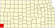 Map of Kansas highlighting Morton County