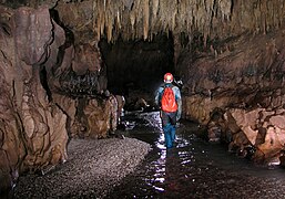 Marche dans la rivière souterraine de la Cueva de Palestina, Nueva Cajamarca, San Martin, Pérou.