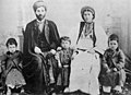 Cristian family from Ramallah wearing typical Palestinian Ottoman-period clothing, c. 1905