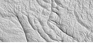 Close-up of a complex group of ridges. The ridges may be the remains of old streams and/or linear ridge networks. Image taken by HiRISE under the HiWish program.