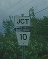 A township road marker of the typical trapezoidal shape in South Frontenac Township, Frontenac County, Ontario. This marker is of South Frontenac Township Road 10.