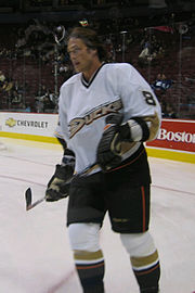 Teemu Selanne skating on the ice