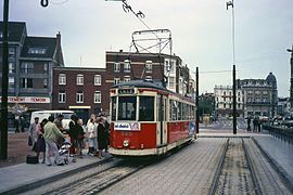 juin 1982 Motrice 500 sur la ligne 1 bis au terminus de la rue Carnot à Tourcoing.