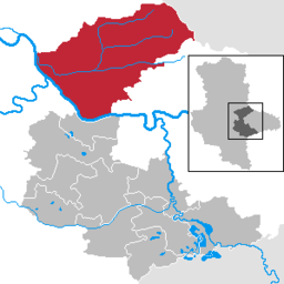 Läget för kommunen Zerbst/Anhalt i Landkreis Anhalt-Bitterfeld