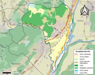 Carte en couleurs présentant l'occupation des sols.