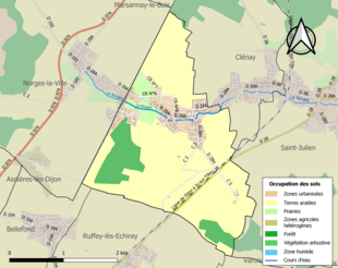 Carte en couleurs présentant l'occupation des sols.