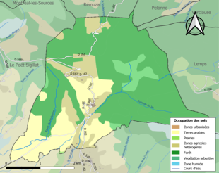 Carte en couleurs présentant l'occupation des sols.