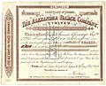 Founder's stock certificate of the Alexandra Palace Company for 10 preference shares of £10 each, issued 29 November 1873