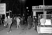 Checkpoint Charlie on the night of 9/10 November 1989