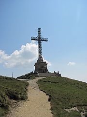 Heroes' Cross, largest summit cross in the world, on Caraiman Peak, Romania