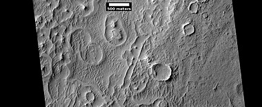 Circular structures on floor of Schiaparelli Crater, as seen by HiRISE under HiWish program