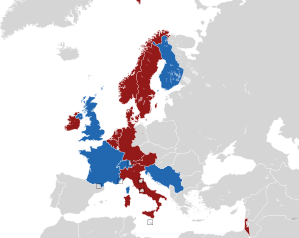 A coloured map of the countries of Europe