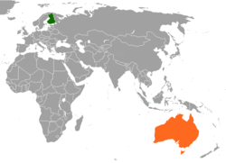 Lage von Australien und Finnland