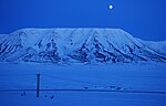 Polarnatt i Adventdalen i Svalbard i Norge.