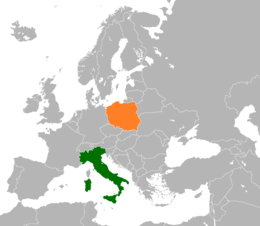 Mappa che indica l'ubicazione di Italia e Polonia