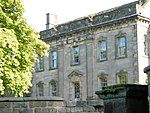 Lea Hall, gatepier, and boundary wall to the north