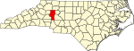 Mapa de Carolina del Norte con la ubicación del condado de Iredell