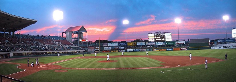 A baseball game at McCoy Stadium, Pawtucket, May 7, 2002.