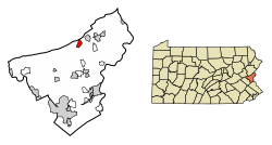 Location of Wind Gap in Northampton County, Pennsylvania (left) and of Northampton County in Pennsylvania