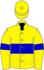 Lemon, blue hoop on body and sleeves, lemon cap