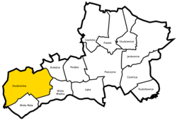 Location of Studzionka within Gmina Pszczyna