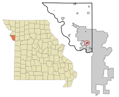 Location of Platte Woods, Missouri