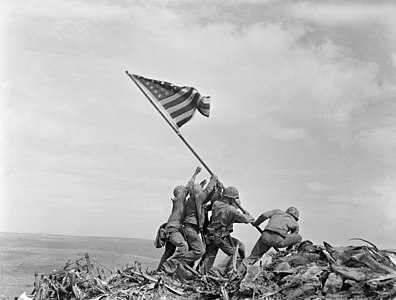 Raising the Flag on Iwo Jima, by Joe Rosenthal (restored by Bammesk)