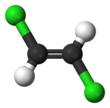 Ball-and-stick model of trans-1,2-dichloroethene