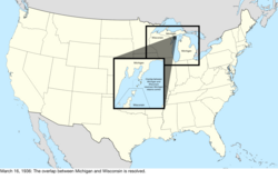 Map of the change to the United States in central North America on March 16, 1936