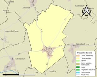 Carte en couleurs présentant l'occupation des sols.