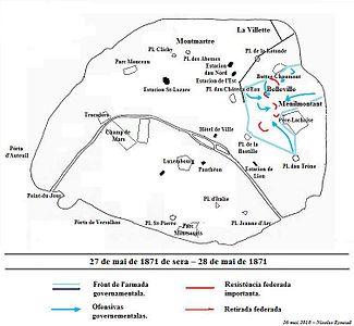 The last major fighting took place near the Père Lachaise Cemetery, the Buttes-Chaumont and Belleville