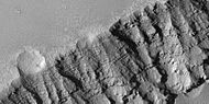 Close view of layers south of Ius Chasma, as seen by HiRISE under HiWish program. Note: this is an enlargement of the previous wide view.