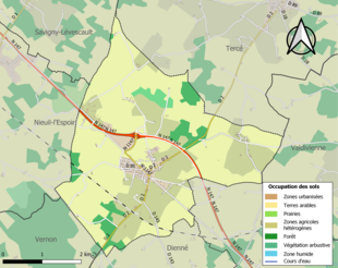 Carte en couleurs présentant l'occupation des sols.