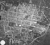 Aerial photograph of the destroyed Warsaw Ghetto