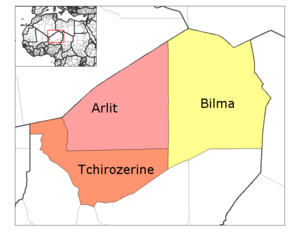 Tchirozerine Department (2011 borders) location in the region