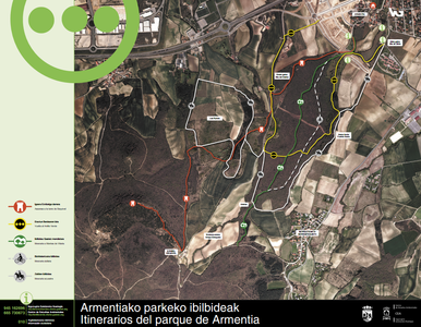 Map of different routes in Armentia park