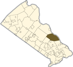 Location of Upper Makefield Township in Bucks County, Pennsylvania