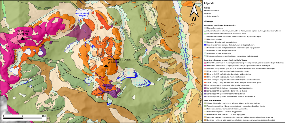 Carte géologique en couleurs.