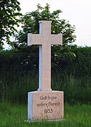 Wayside cross near Hohenfurch, Germany, erected 1953, showing the long s in a roman typeface