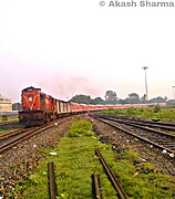 12423 Dibrugarh–New Delhi Rajdhani Express waiting to depart Katihar