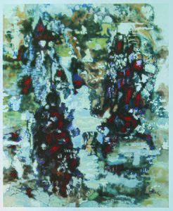 Les Samouraïs contorsionnistes (vers 1985), huile sur toile, 100 × 81 cm, localisation inconnue.