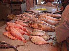 ماهی‌های صید شده که در شهر بوشهر فروخته می‌شوند
