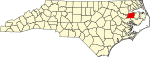 Mapa de Carolina del Norte con la ubicación del condado de Washington