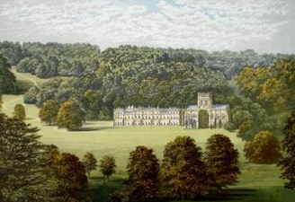 Chromolithografie von Milton Abbey, Dorset, England