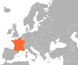 Mappa che indica l'ubicazione di Principato di Monaco e Francia