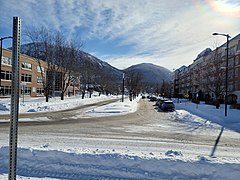 Vue du Mont Saint-Hilaire, l'intersection du boulevard Honorius-Charbonneau et de la rue du Centre-Civique