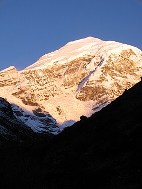 Chomolhari à l'aube depuis Jangothang au Bhoutan